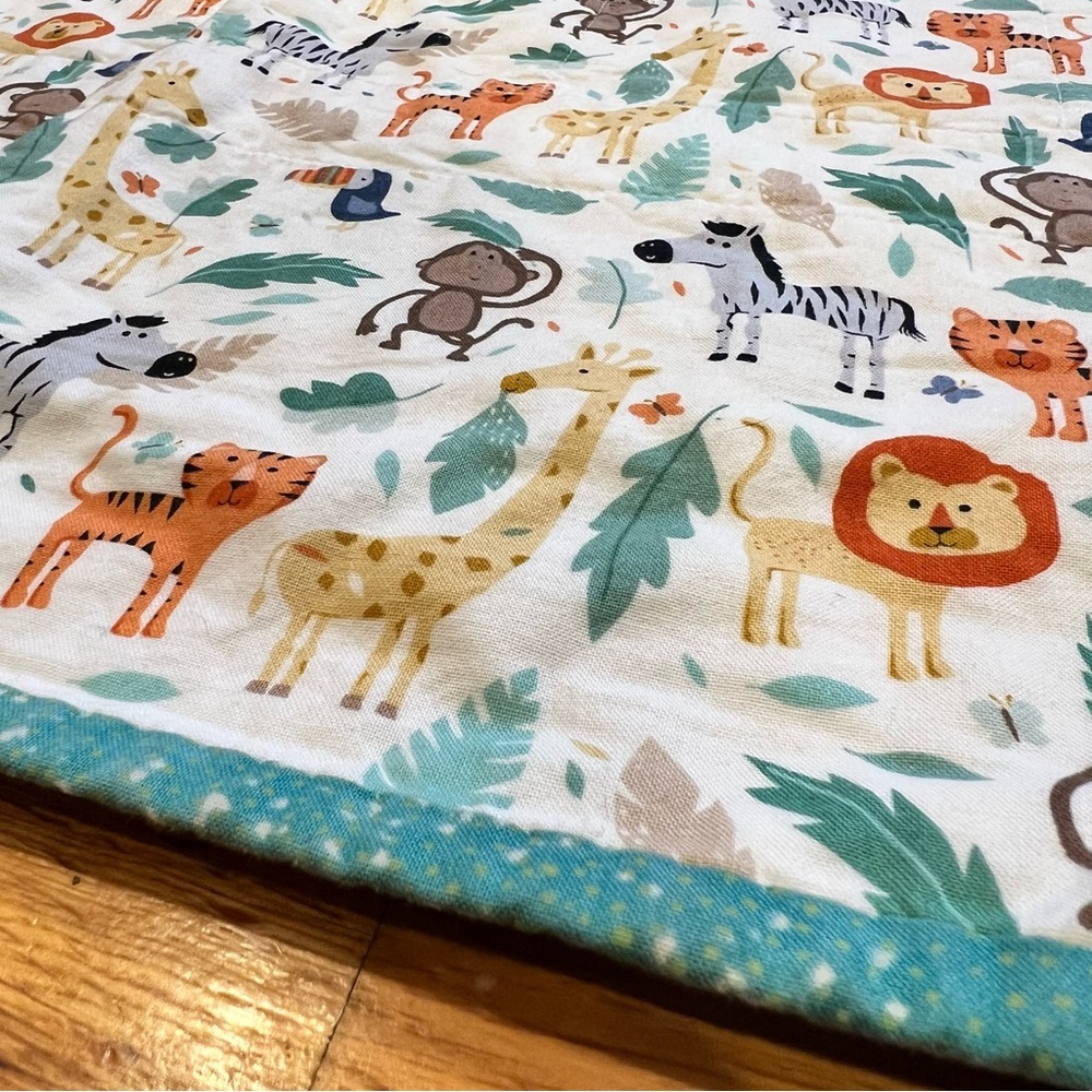 NEW Handmade Colorful Elephant Baby Crib Quilt 50x38 - Picture 6 of 6